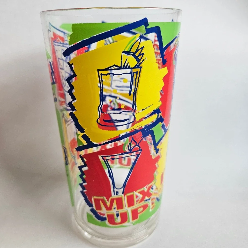 Vintage Seagrams Mix It Up Highball Glasses Set of 4 Pop Art 90s Barware Canada